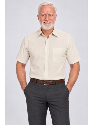 Camisa social palha masculina de microfibra manga curta