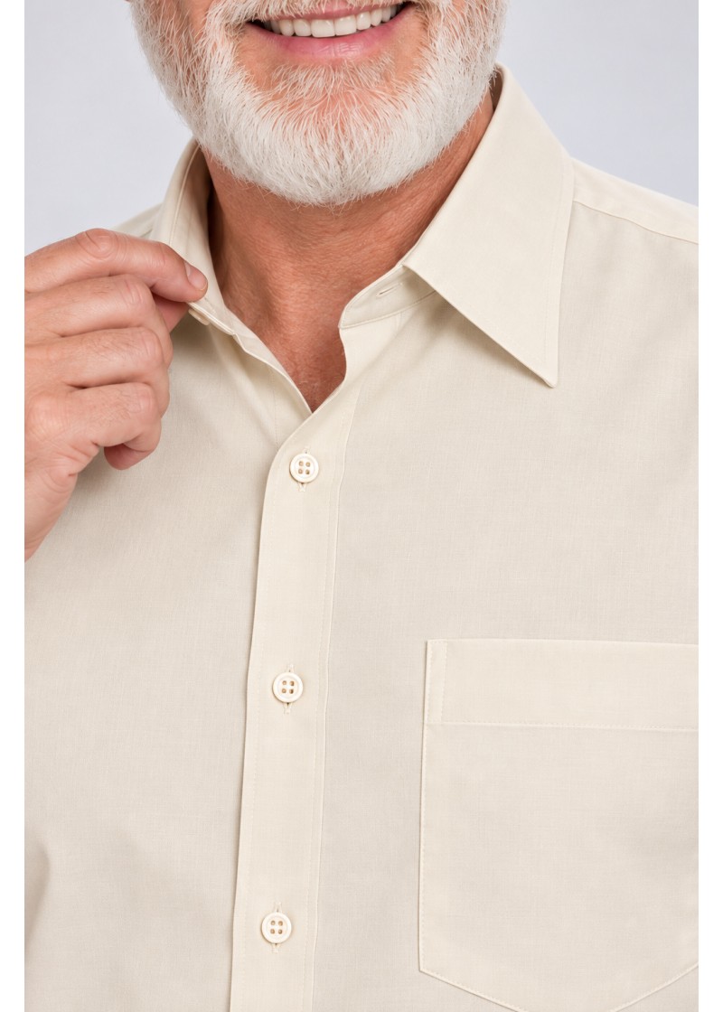 Camisa social palha masculina de microfibra manga curta