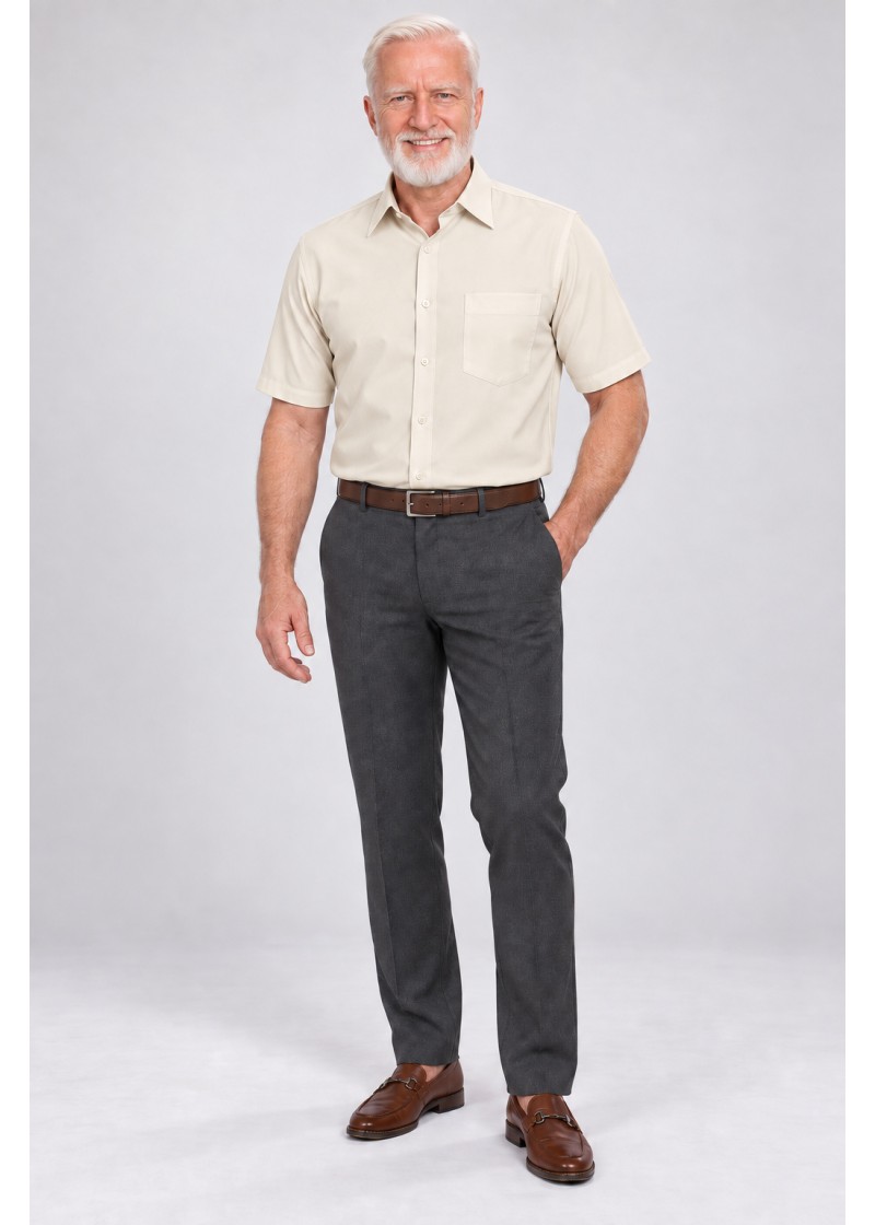Camisa social palha masculina de microfibra manga curta