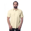 Camisa social palha masculina de microfibra manga curta