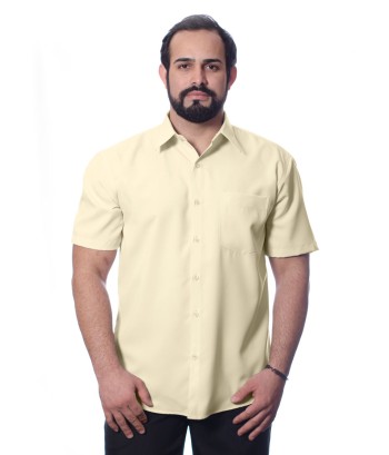 Camisa social palha masculina de microfibra manga curta