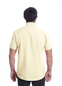 Camisa social palha masculina de microfibra manga curta