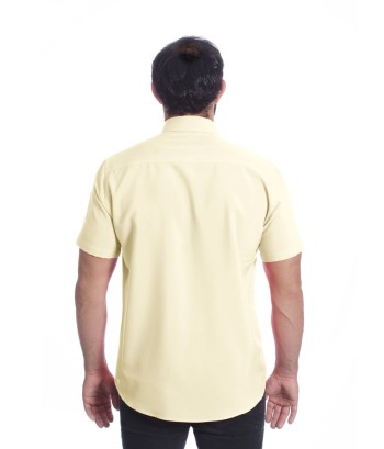 Camisa social palha masculina de microfibra manga curta