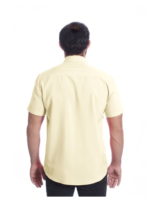 Camisa social palha masculina de microfibra manga curta Camisa social palha masculina de microfibra manga curta