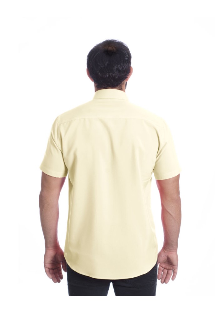 Camisa social palha masculina de microfibra manga curta
