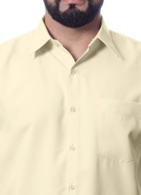 Camisa social palha masculina de microfibra manga curta