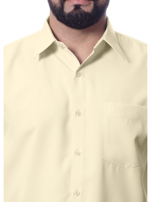 Camisa social palha masculina de microfibra manga curta Camisa social palha masculina de microfibra manga curta