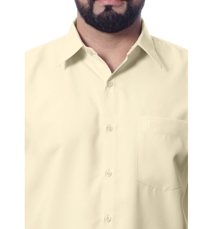 Camisa social palha masculina de microfibra manga curta Camisa social palha masculina de microfibra manga curta