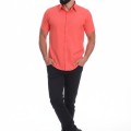 Camisa Coral de Microfibra Manga Curta