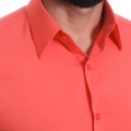 Camisa Coral de Microfibra Manga Curta
