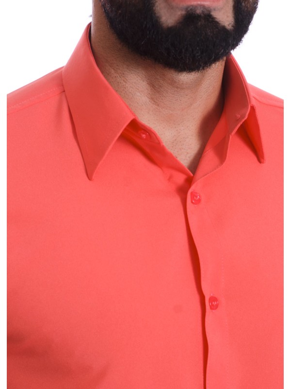 Camisa Coral de Microfibra Manga Curta