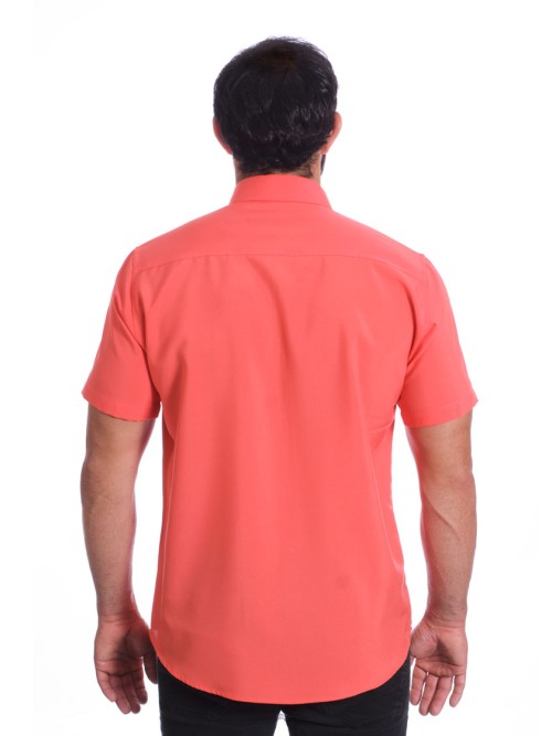 Camisa Coral de Microfibra Manga Curta