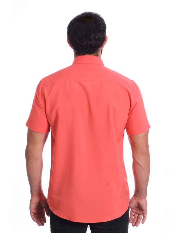 Camisa Coral de Microfibra Manga Curta