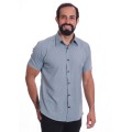 Camisa masculina cinza casual de manga curta microfibra Camisa masculina cinza casual de manga curta microfibra