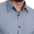 Camisa masculina cinza casual de manga curta microfibra