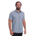Camisa masculina cinza casual de manga curta microfibra Camisa masculina cinza casual de manga curta microfibra