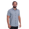 Camisa masculina cinza casual de manga curta microfibra