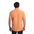 Camisa social mostarda manga curta microfibra detalhe Camisa social mostarda manga curta microfibra detalhe