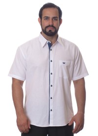 Camisa social branca com detalhe manga curta