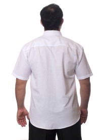 Camisa social branca com detalhe manga curta