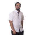 Camisa social branca com detalhe manga curta