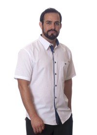 Camisa social branca com detalhe manga curta