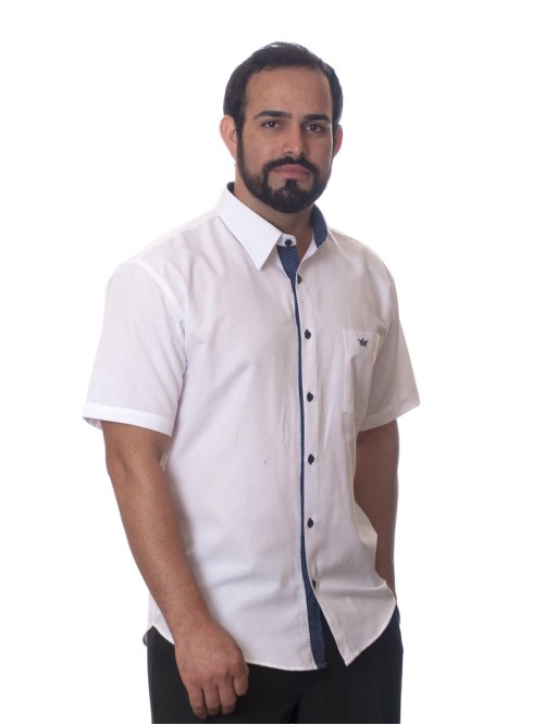 Camisa social branca com detalhe manga curta Camisa social branca com detalhe manga curta