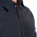 Camisa social masculina de tricoline manga curta com detalhe na frente, preta