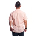 Camisa social masculina de tricoline manga curta com detalhe na frente, salmão