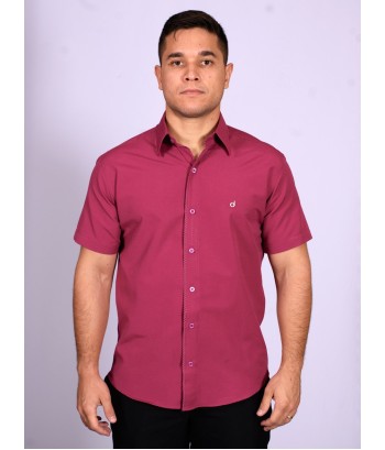 Camisa pink de manga curta em tricoline com detalhe