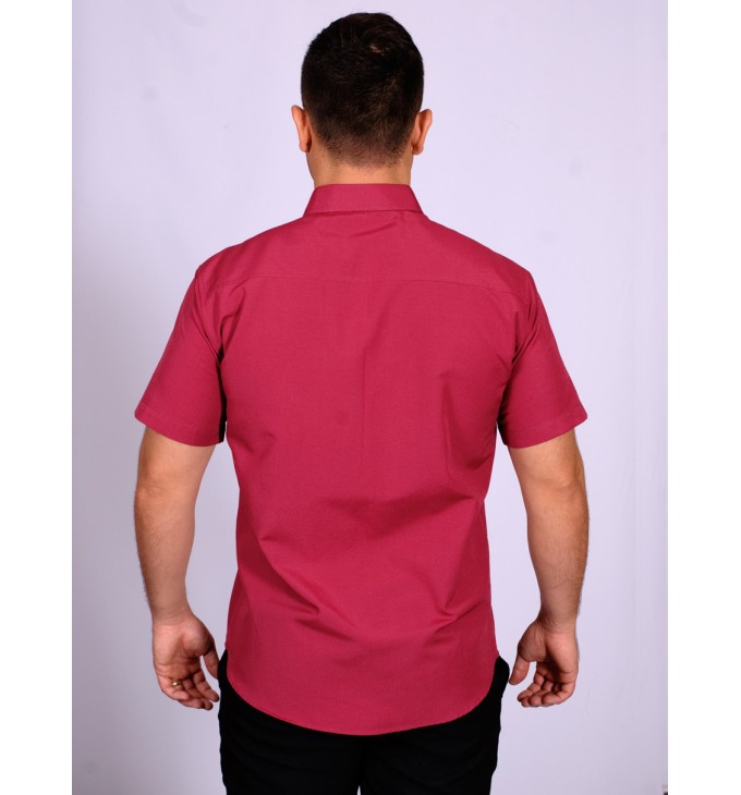 Camisa pink de manga curta em tricoline com detalhe Camisa pink de manga curta em tricoline com detalhe