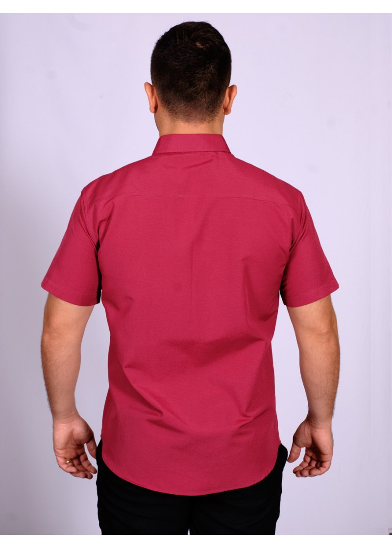 Camisa pink de manga curta em tricoline com detalhe