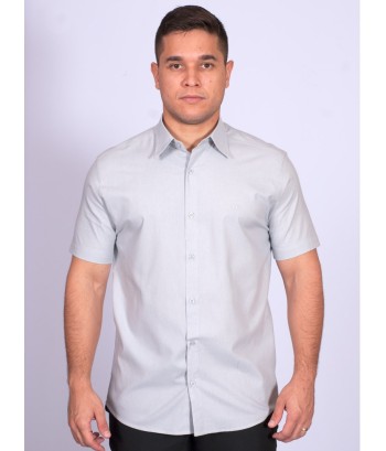 Camisa manga curta de linho misto cinza