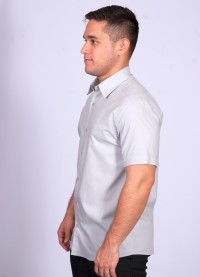 Camisa manga curta de linho misto cinza