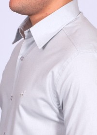 Camisa manga curta de linho misto cinza