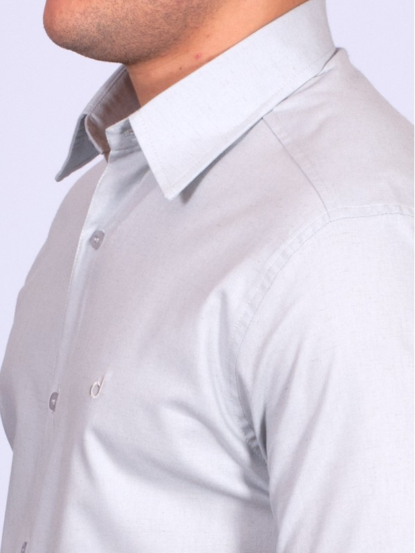 Camisa manga curta de linho misto cinza Camisa manga curta de linho misto cinza