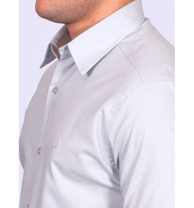 Camisa manga curta de linho misto cinza Camisa manga curta de linho misto cinza