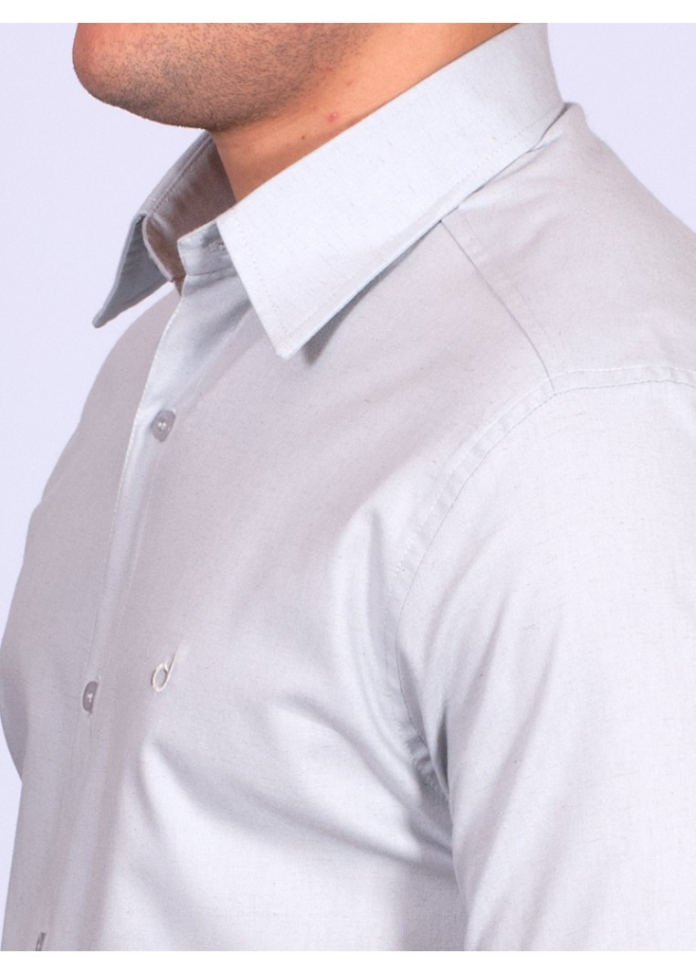 Camisa manga curta de linho misto cinza