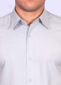 Camisa manga curta de linho misto cinza