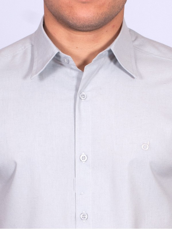 Camisa manga curta de linho misto cinza Camisa manga curta de linho misto cinza