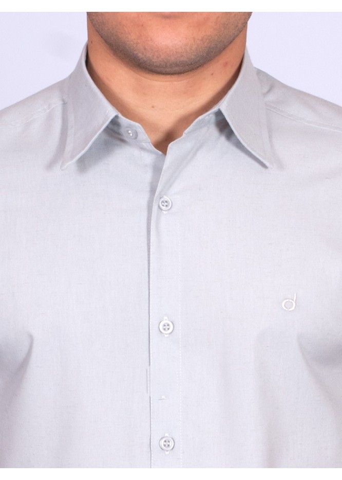 Camisa manga curta de linho misto cinza