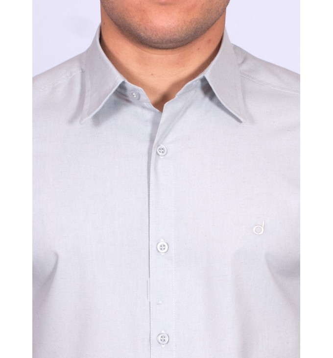 Camisa manga curta de linho misto cinza Camisa manga curta de linho misto cinza