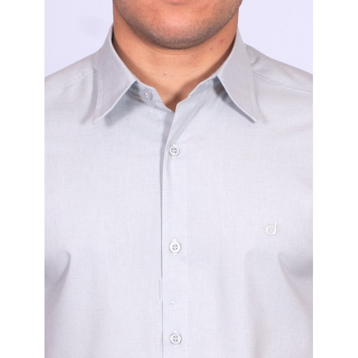 Camisa manga curta de linho misto cinza