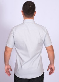 Camisa manga curta de linho misto cinza