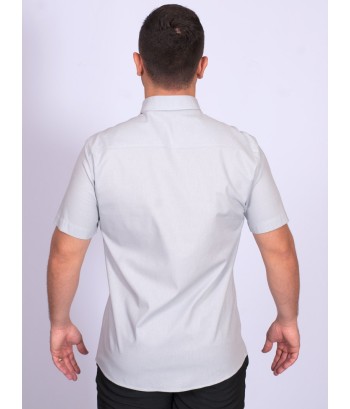Camisa manga curta de linho misto cinza