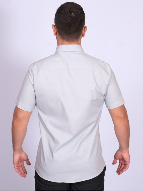 Camisa manga curta de linho misto cinza