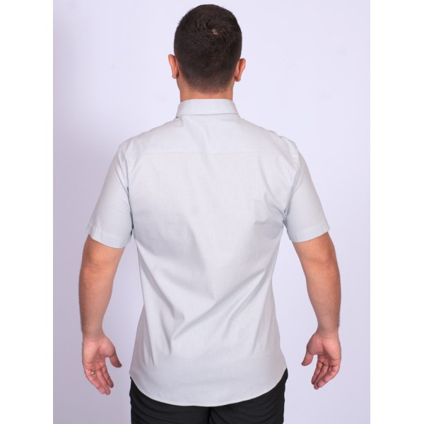 Camisa manga curta de linho misto cinza