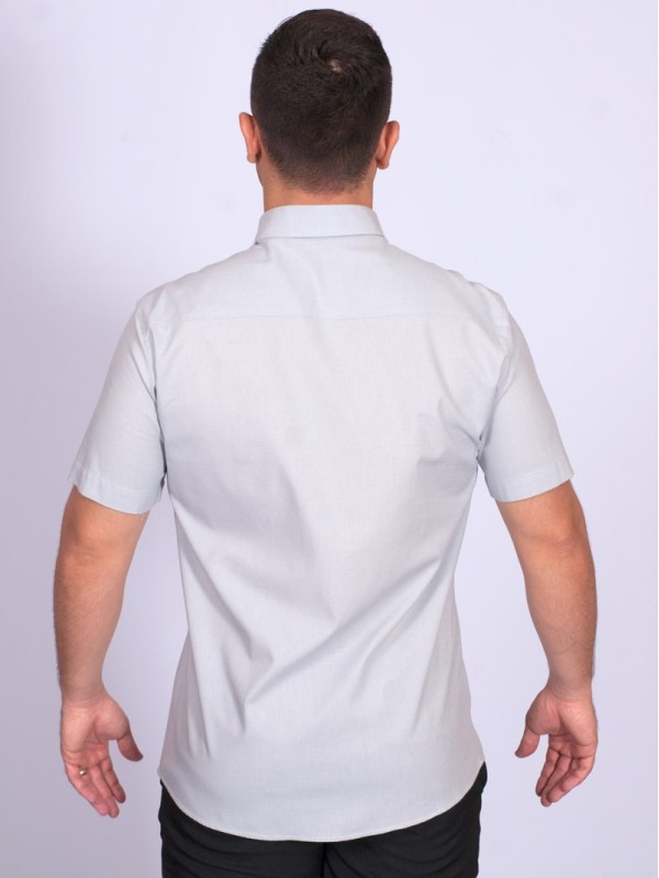 Camisa manga curta de linho misto cinza Camisa manga curta de linho misto cinza