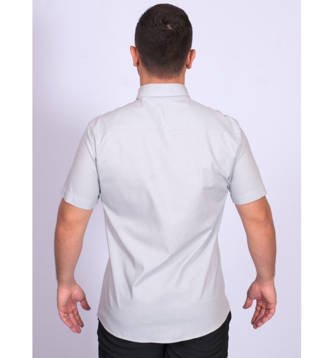 Camisa manga curta de linho misto cinza Camisa manga curta de linho misto cinza