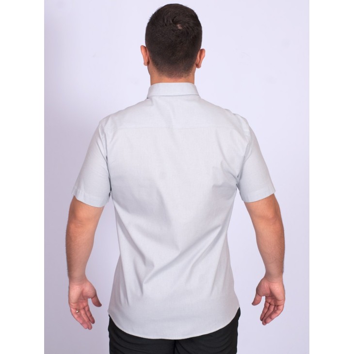 Camisa manga curta de linho misto cinza